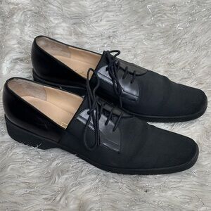 Salvatore Ferragamo Black Leather And  Nylon Women’s Lace Oxford Shoes Size 8.5